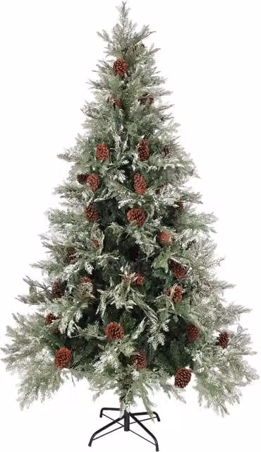 Albero di Natale DESIGN IN con decorazioni di pigne verde e bianco, Altezza: 195 cm
