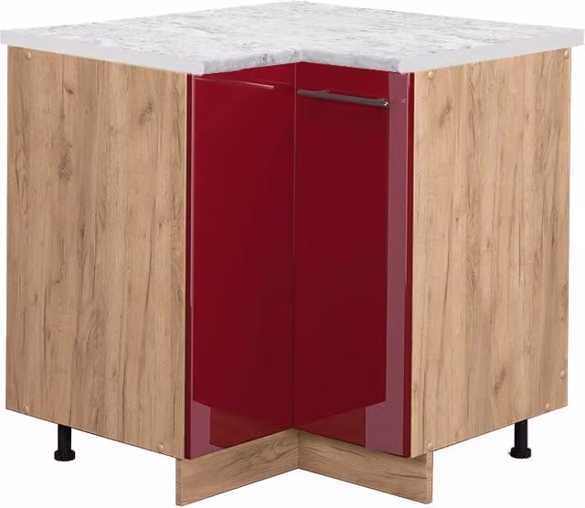 Mobile ad angolo cucina Fame-Line Bordeaux lucido/Rovere dorato 80.5 cm, PL Marmo Vicco