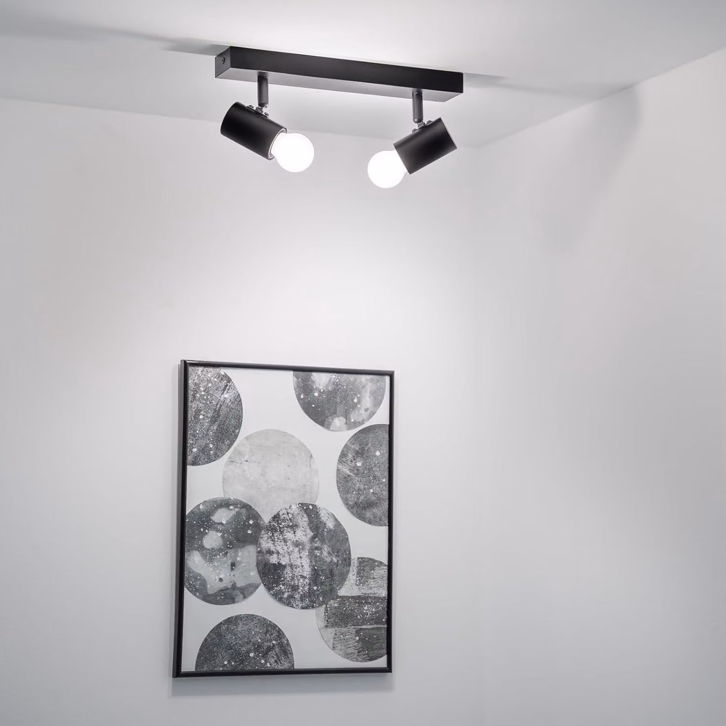 Plafoniera LUMILED lampada da soffitto orientabile faretto a 2 fiamme ruotabile, colore nero opaco, 2x attacco E27 max.12W IP20 230V faretto, faretti rotondi