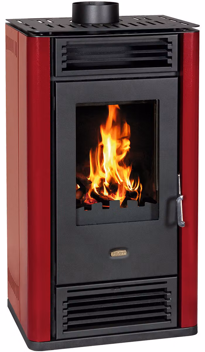 Stufa a legna Prity K3GT D Burgundy - 8,1 kW, A+