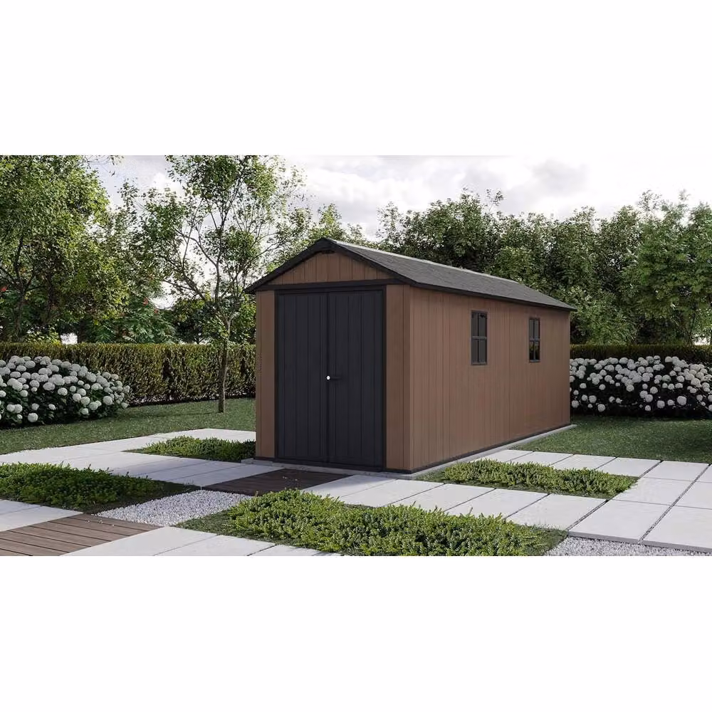Casetta da Giardino in Resina Keter Newton Brown con Pavimento e Finestra L: 246 cm, P: 150 cm, H: 230 cm – 2