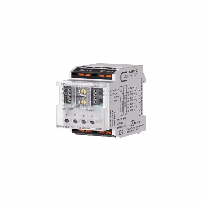 METZ CONNECT BMT-F-SI4 BACnet MS/TP, ingresso, 4 canali, RS-485, stato, IP20, IP40, 24 V