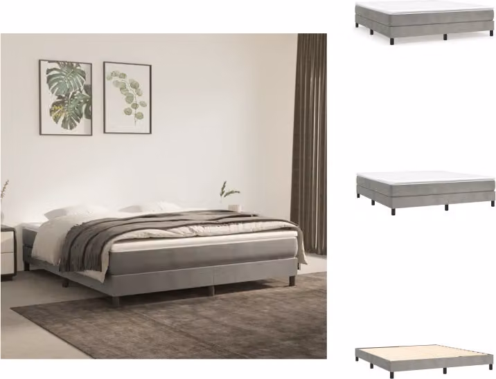 vidaXL Letto boxspring grigio chiaro 180x200 cm in velluto - Letti e strutture letto