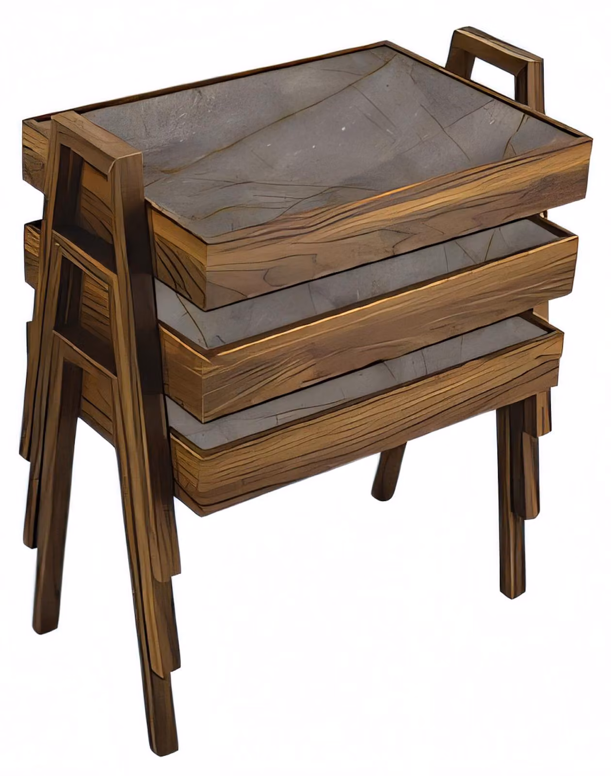 Elegantes braunes Holz Couchtisch-Set im modernen Design