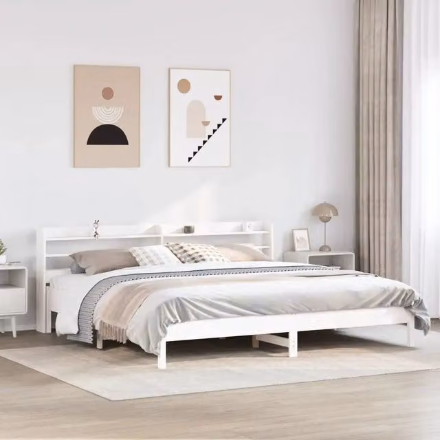 Giroletto senza Materasso Bianco 200x200 cm Legno Massello Pino 3306877