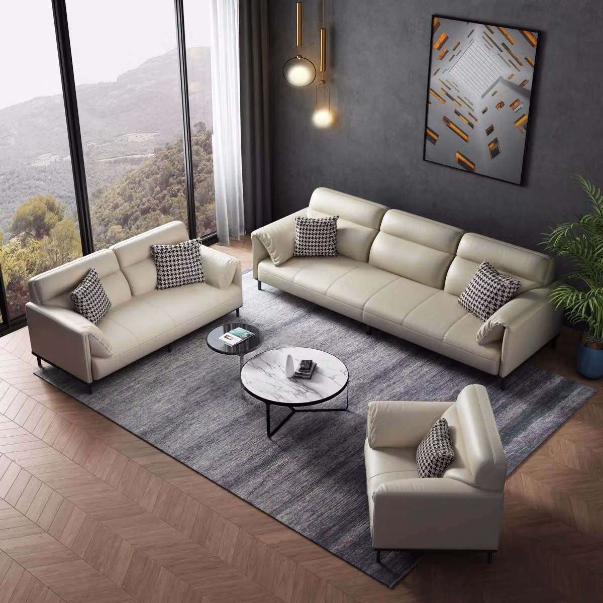 Italienische Designer Möbel Sofagarnitur 321 Sitzer Couch Polster