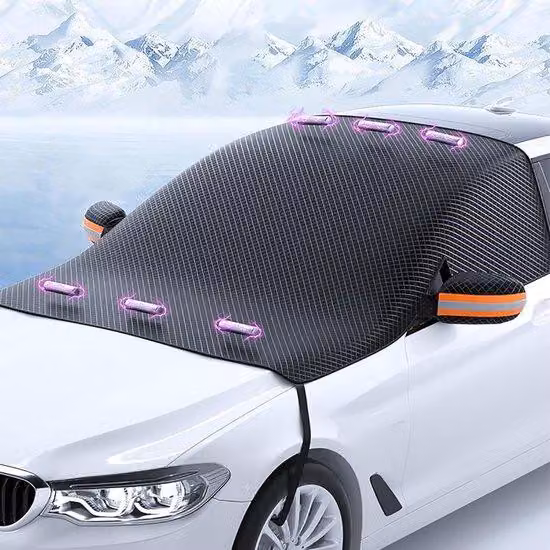 Coperta invernale per auto - 240 x 110 cm - Protezione per il parabrezza - Coperta protettiva invernale - Coperta antigelo - Tessuto Oxford di alta qualità - Paraventi anteriori e laterali e coperture antivento per le ruote - Include sei magneti