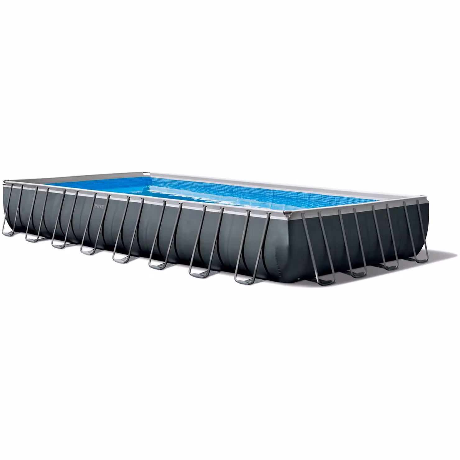 Piscina rettangolare INTEX Ultra XRT Frame con pompa a sabbia, colori antracite e blu, L: 488 cm, P: 975 cm, H: 132 cm – 1