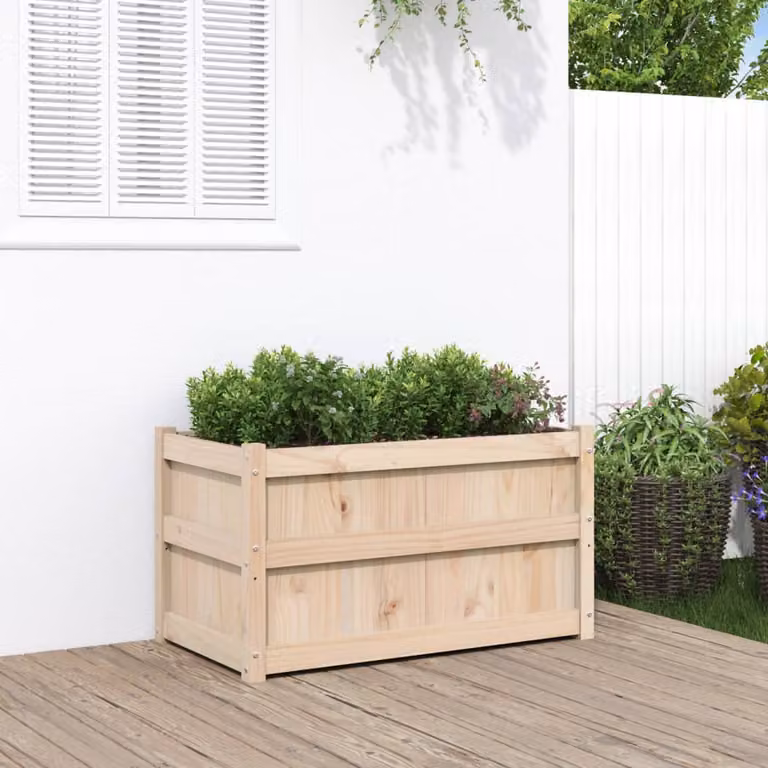 Fioriera da giardino vidaXL in legno di pino marrone e beige L 90 cm x P 50 cm x H 50 cm