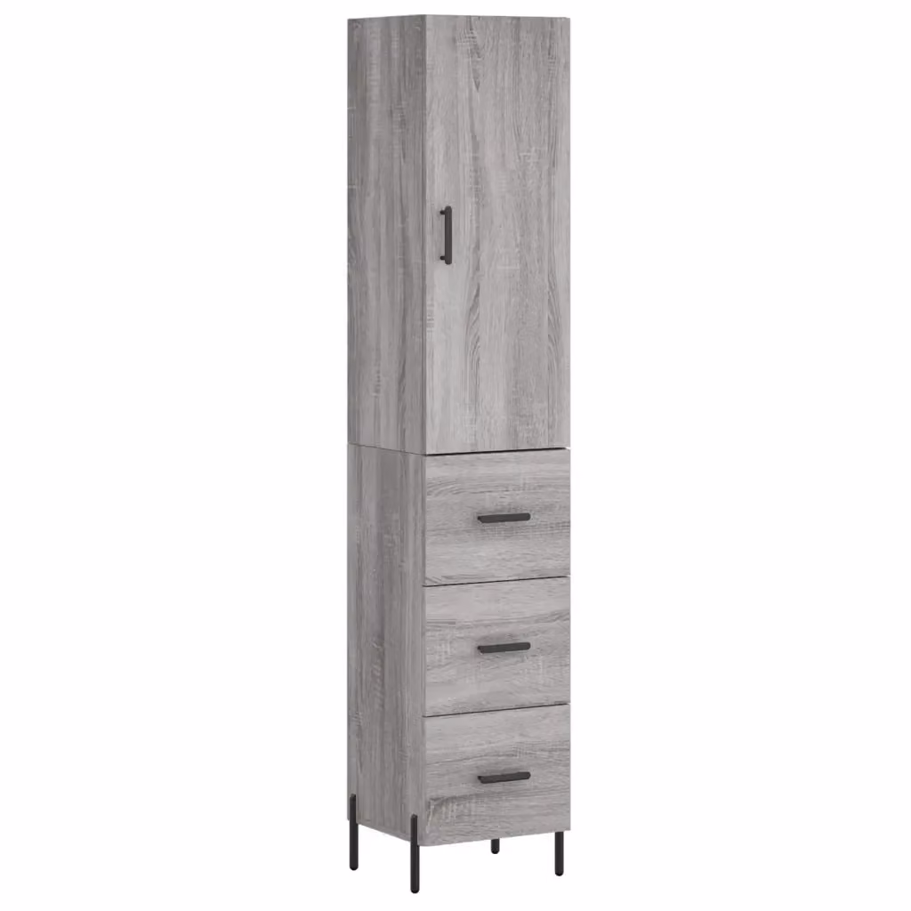 Mobile a muro moderno vidaXL in legno e metallo grigio con ante a battente e ripiani interni L/P/H: 34,5 x 34 x 180 cm – 2