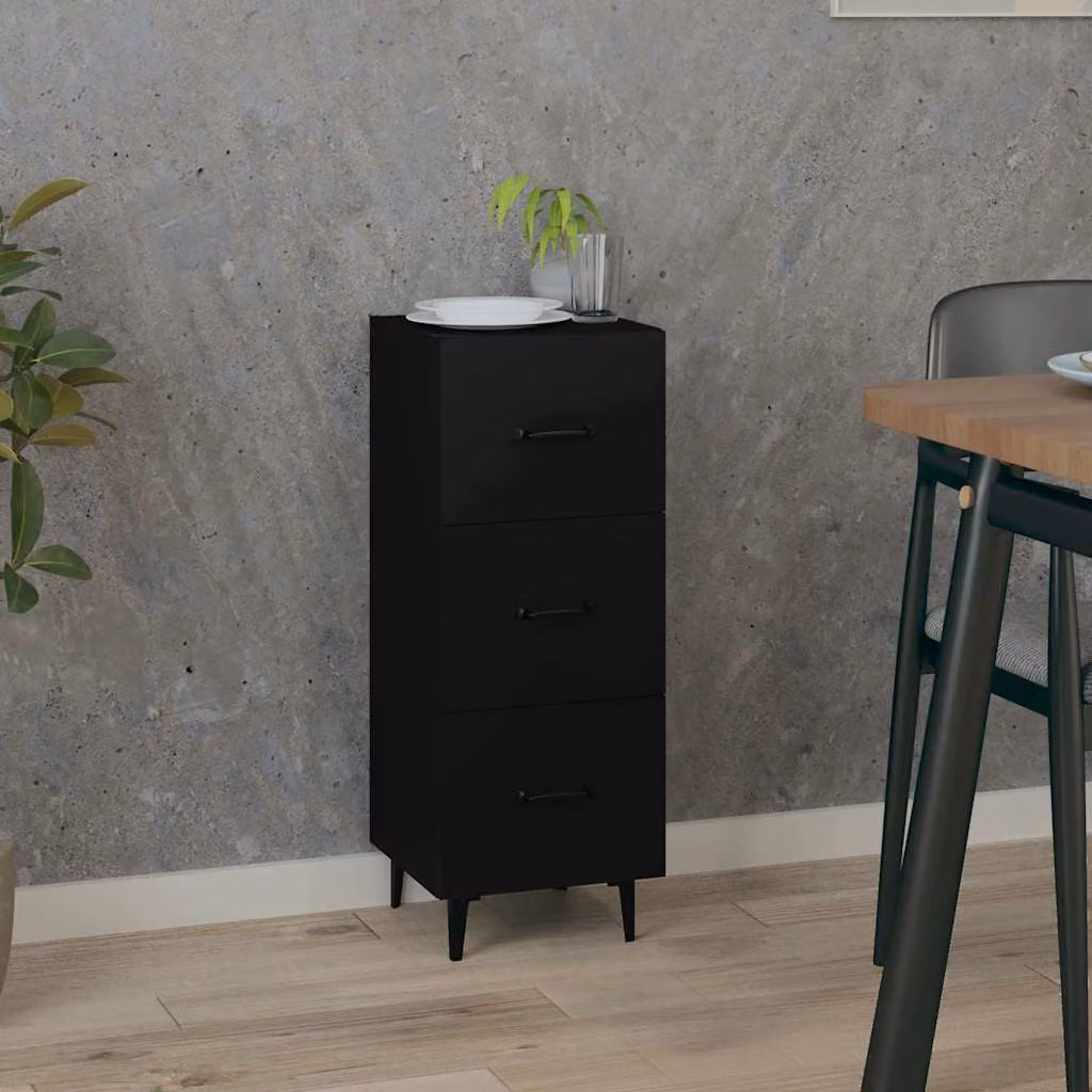 Credenza nera vidaXL in legno e metallo da appendere al muro L: 34,5 cm, P: 34 cm, H: 90 cm
