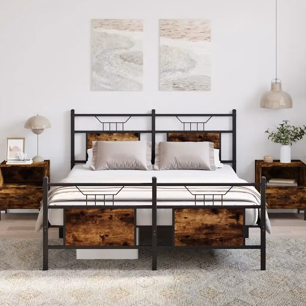 Letto matrimoniale Design In in legno e metallo color marrone L: 140 cm, P: 200 cm, H: 107 cm – 2