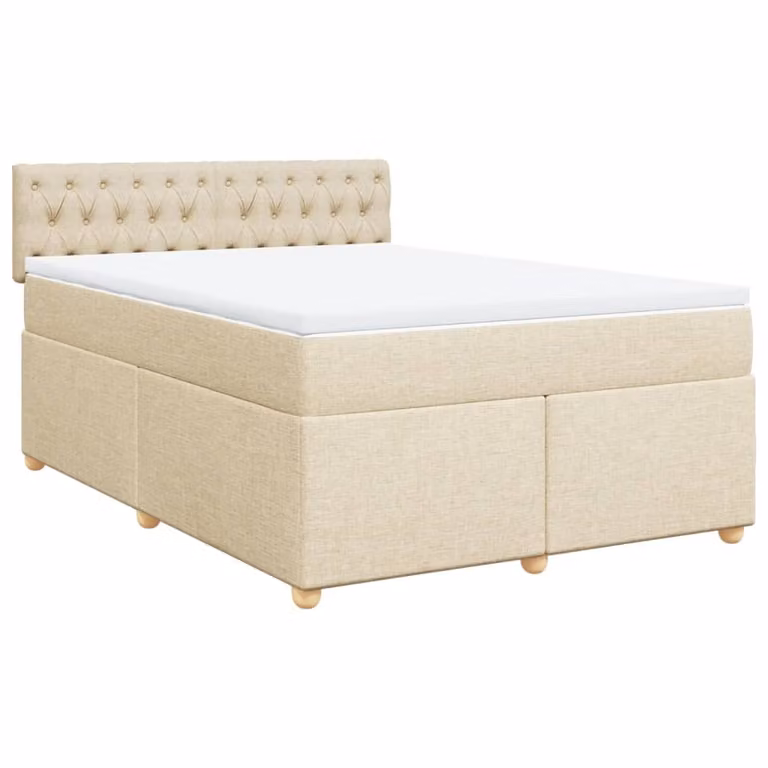 Giroletto a Molle con Materasso Crema 160x200 cm in Tessuto