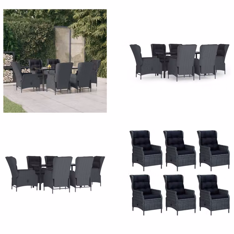 vidaXL set da pranzo da giardino 7 pezzi in poly rattan grigio scuro - Set da pranzo da giardino - Set da pranzo da giardino - Set da pranzo da esterno - Set da pranzo da giardino