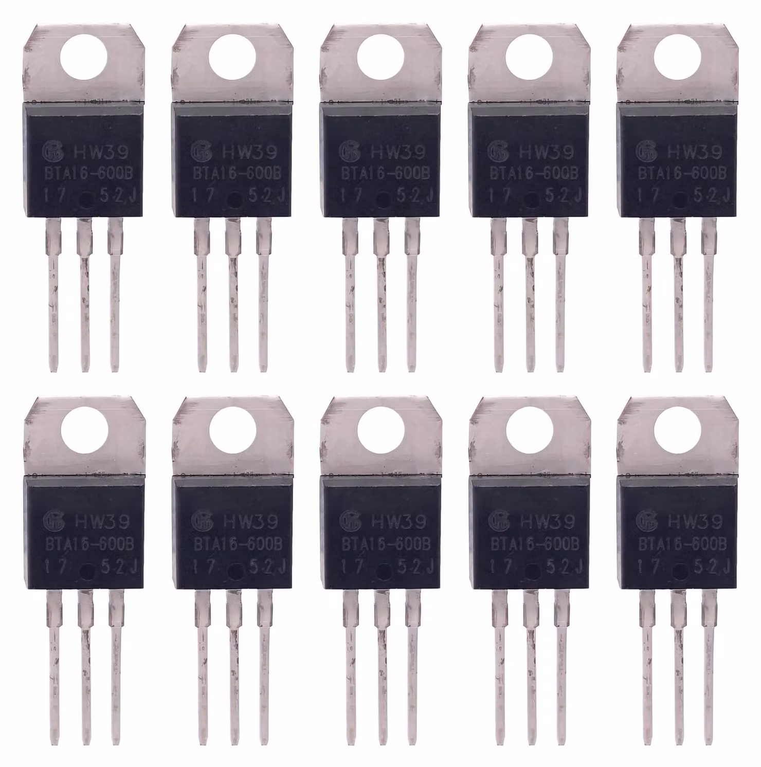 Triac BTA16-600B, 16A, 600V, con dissipatore TO-220, confezione da 10 pezzi