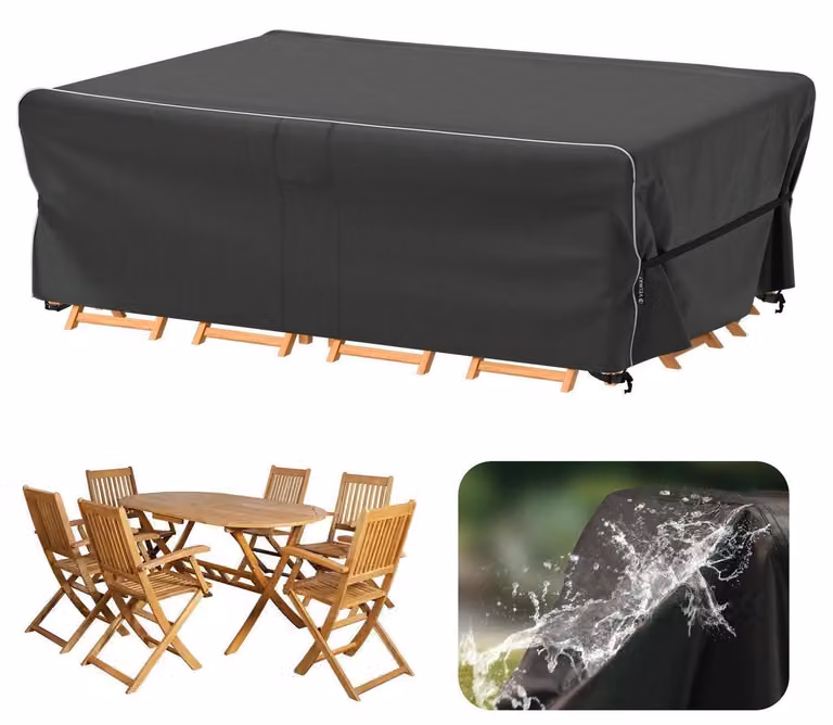 Copertura impermeabile per mobili da giardino, dimensioni 200x160x74 cm, tessuto Oxford 600D, colore nero