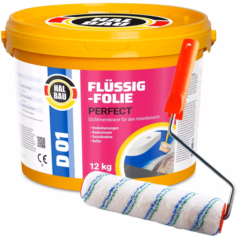 Set rullo da pittura 25 cm + pellicola liquida per interni HALBAU FLÜSSIGFOLIE PERFECT D01 - 12 kg