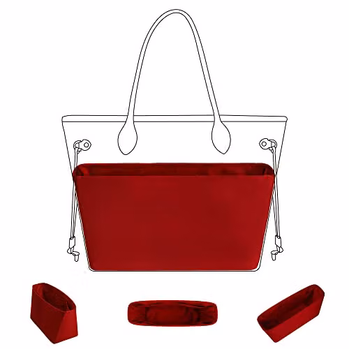 DGAZ Organizer Borsa per Neverfull MM, Inserto Interno in Satin, Ruby