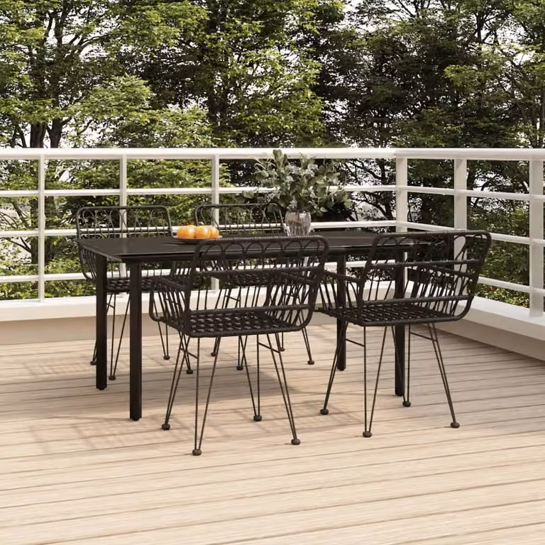 Maison Exclusive - Set da pranzo da giardino 5 pezzi in polyrattan nero