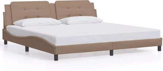 Letto matrimoniale | Letto per adulti | Giroletto senza Materasso Zadar Cappuccino 200x200 cm in Similpelle