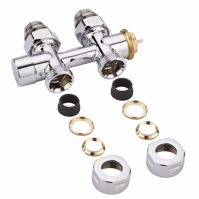 Valvole Termostatiche Diritte Multiblock H per Radiatori con Adattatori Rame Ø15mm
