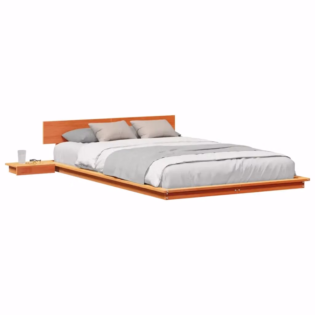 Struttura del letto moderna vidaXL in legno di pino marrone L: 120 cm, P: 190 cm – 2
