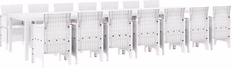Set da pranzo da giardino con cuscini 15 pcs Bianco PP