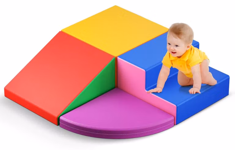 Set di giochi in schiuma morbida per bambini piccoli, con torre da arrampicata e scivolo