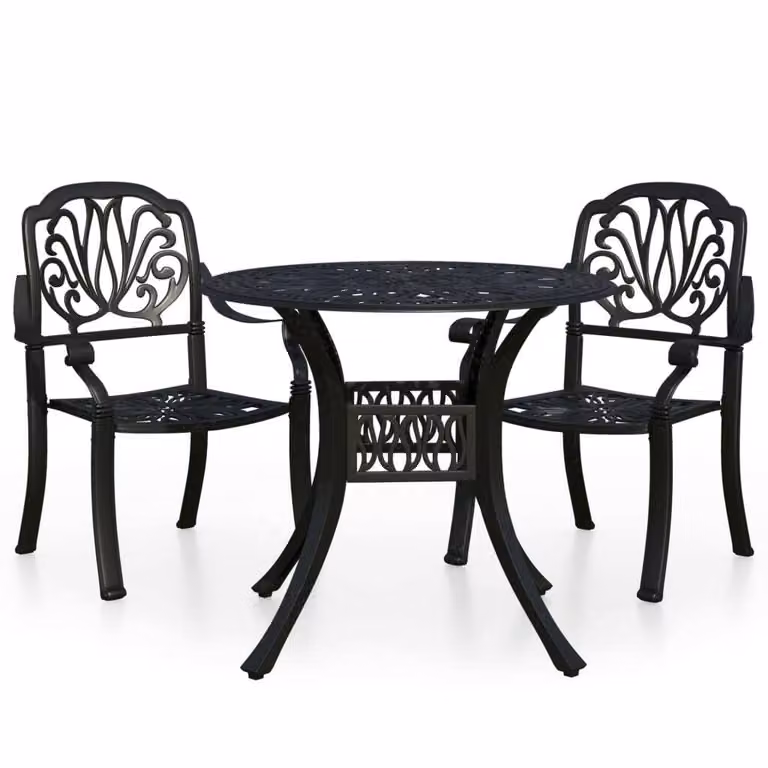 Set da Bistrot 3 pz in Alluminio Pressofuso Nero