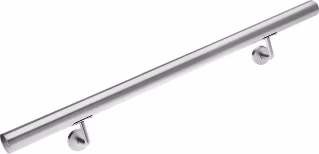 Corrimano rotondo Monzana in acciaio inox argento da parete L: 100 cm
