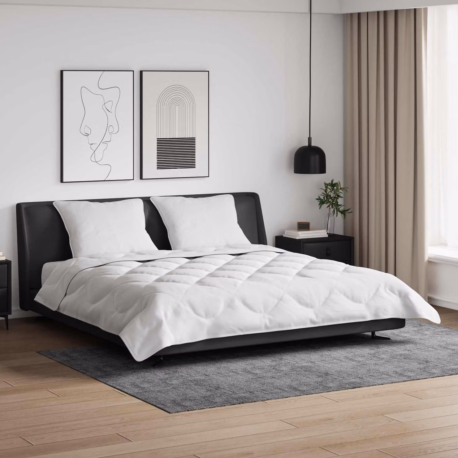 Set da letto vidaXL composto da piumone e 2 cuscini in microfibra traspirante, Bianco, L: 240 cm x P: 220 cm