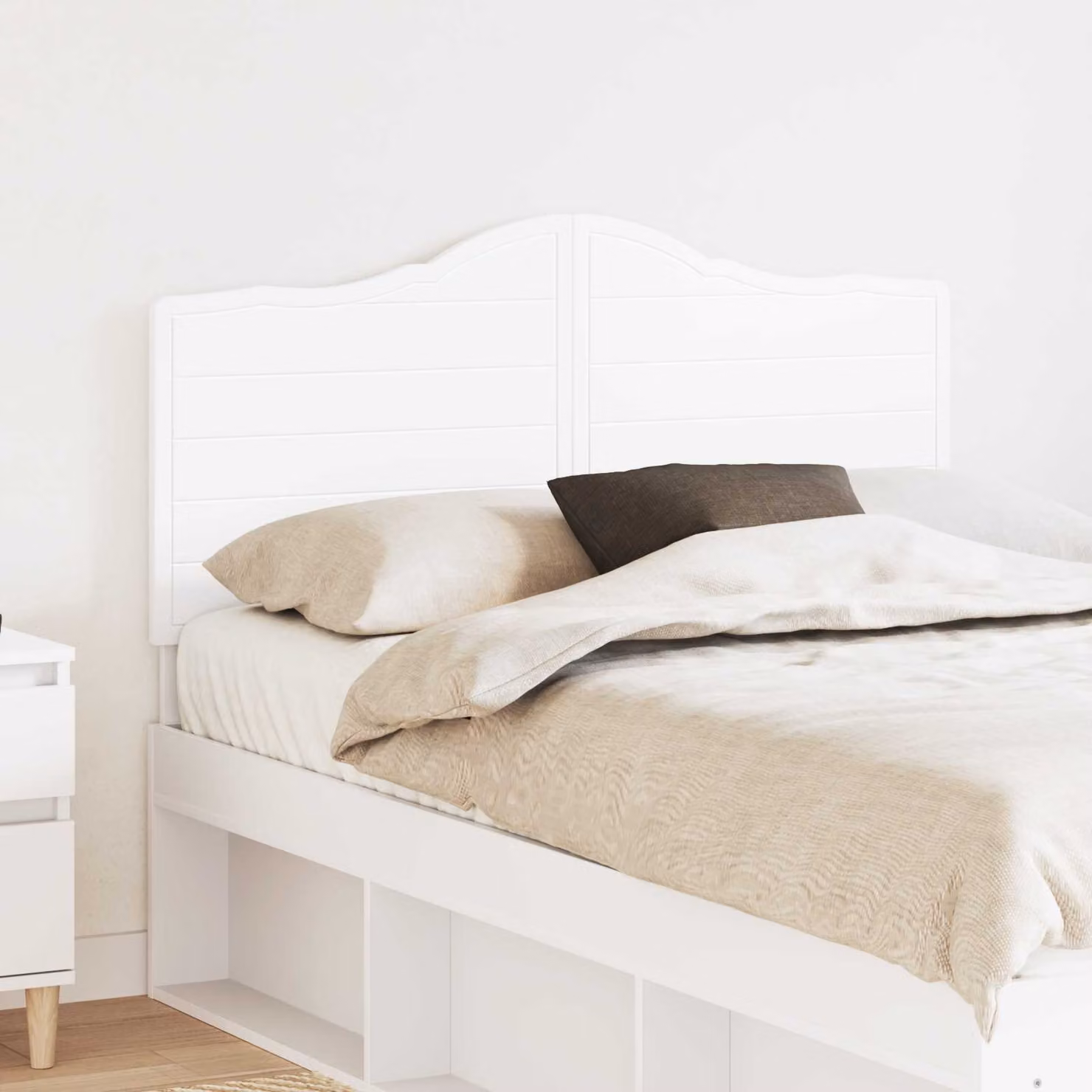 Testiera per letto moderna vidaXL in legno ingegnerizzato bianco con scomparti laterali