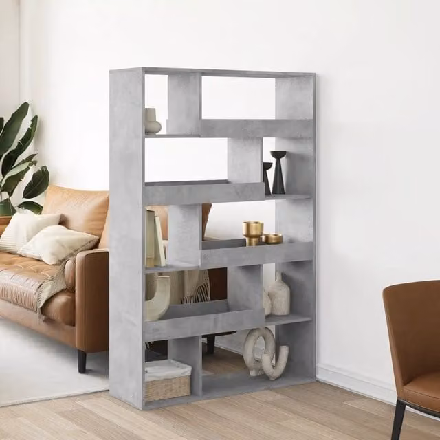 Libreria a muro vidaXL in MDF Grigio Opaco L: 100 cm, P: 33 cm, H: 156,5 cm