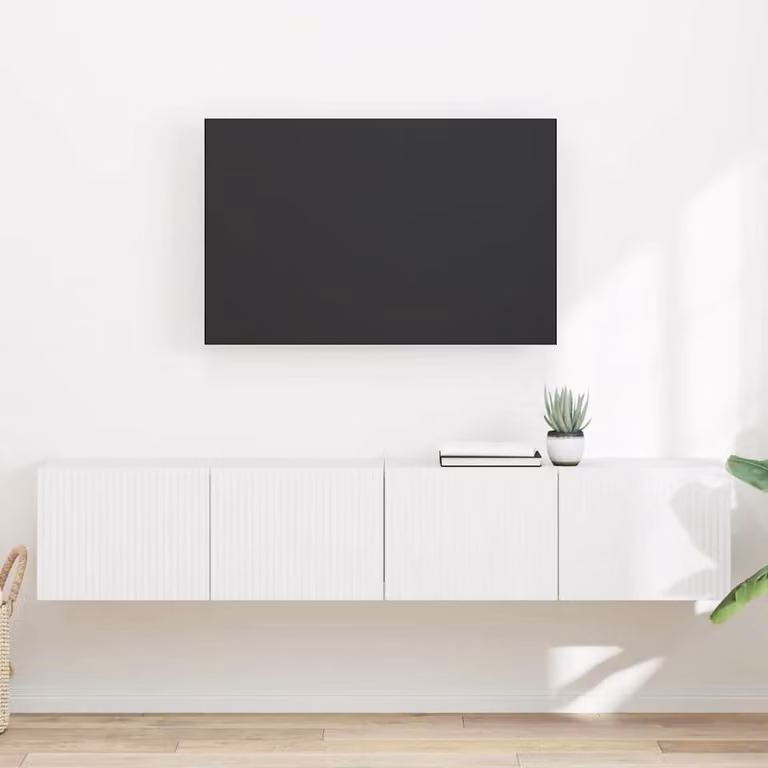 Set di 2 mobili TV da parete vidaXL in legno MDF bianco moderno L: 78,5 cm, P: 30,0 cm, H: 29,5 cm