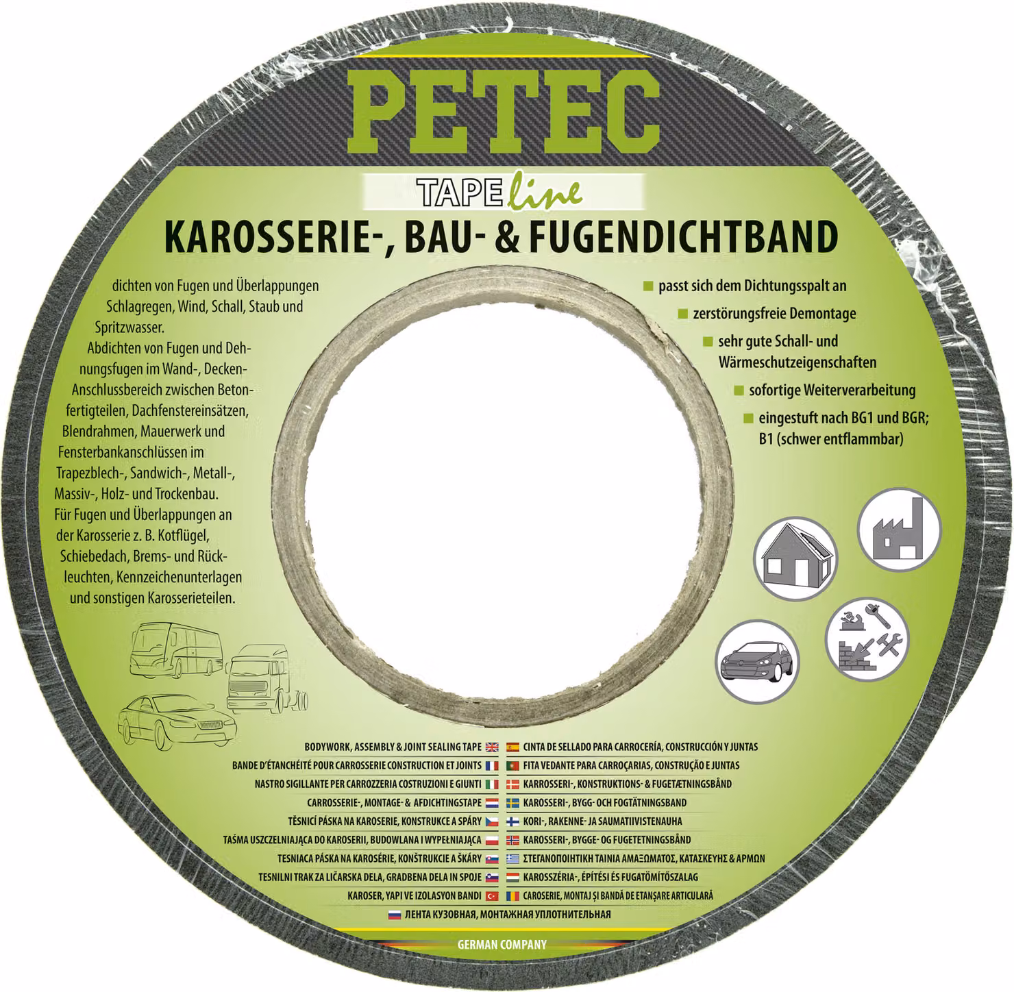 Nastro Petec per carrozzeria, edilizia e sigillatura dei giunti 5,6mx15mmx5-12mm