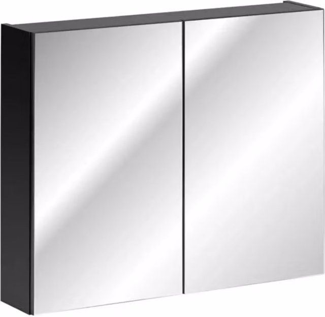 Mobile da bagno VANTA 80 cm nero - Mobiletto a parete sospeso con porte e specchi