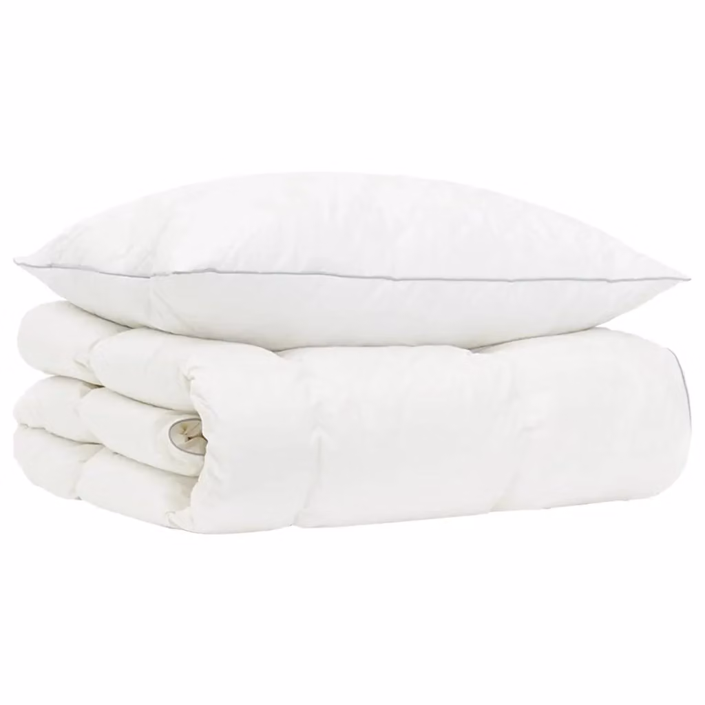Set di 2 piumoni invernali vidaXL in piume d'oca e cotone bianchi, traspiranti e termoregolatori, L 155 x P 200 cm – 2