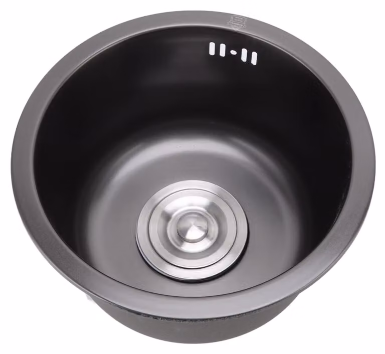 Lavabi rotondi in acciaio inossidabile per bagni, completi di accessori per lo scarico