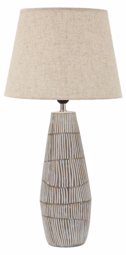 Lampada da Tavolo Resina Hanoi Ø35x69,5 cm in Resina e Ferro e Tessuto Multicolor