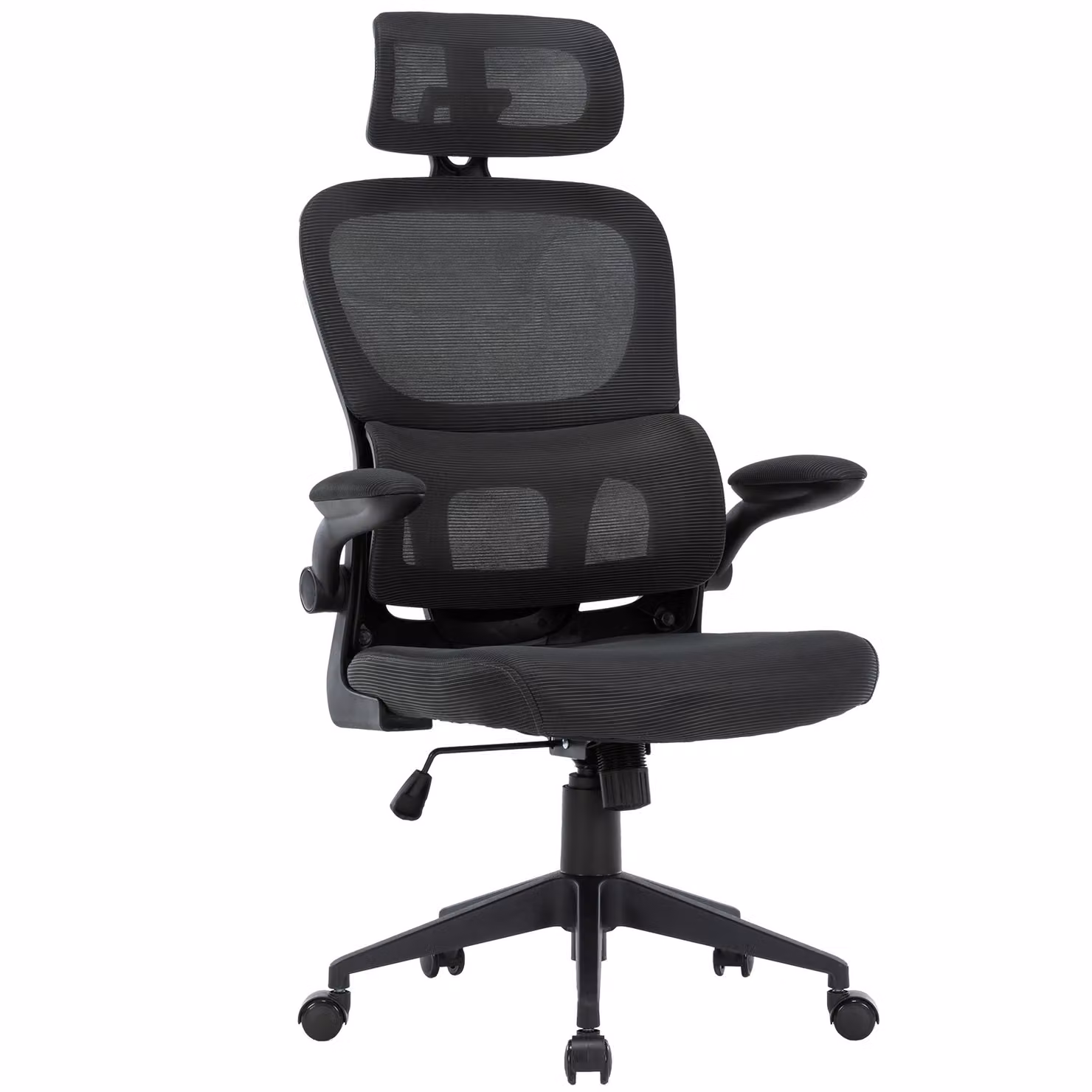 Sedia da ufficio flessibile dal moderno design in rete; sedia da scrivania ergonomica con supporto per il collo e la zona lombare; sedia da gaming con schienale in rete traspirante e funzione oscillante; colore: antracite