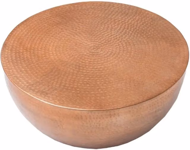 Tavolino basso TRIANE 60 cm in alluminio bronzo martellato – Tavolino basso rotondo design