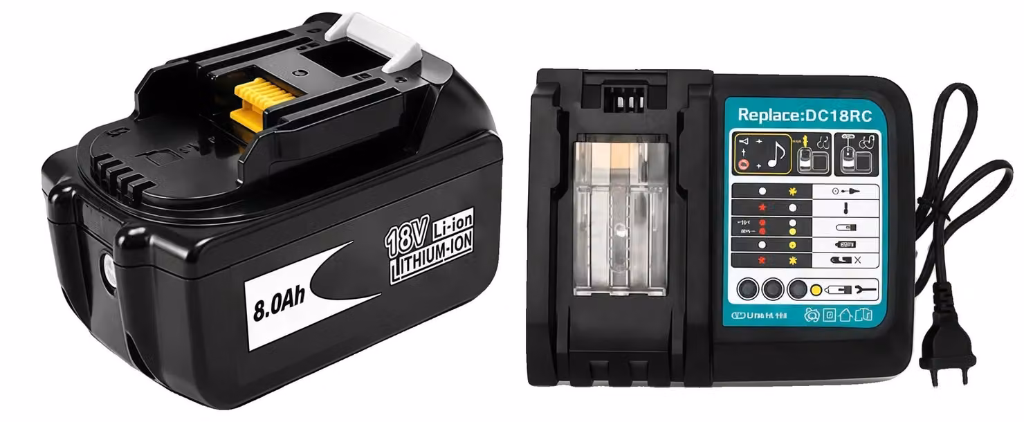 Batteria ricaricabile, capacità 8000mAh, compatibile con utensili elettrici, 1 caricabatterie incluso, 18V