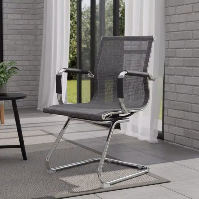 Sedia da ufficio ergonomica Dgoldon con braccioli, seduta per sala d'attesa grigia, L: 62 cm, P: 54 cm, H: 89 cm