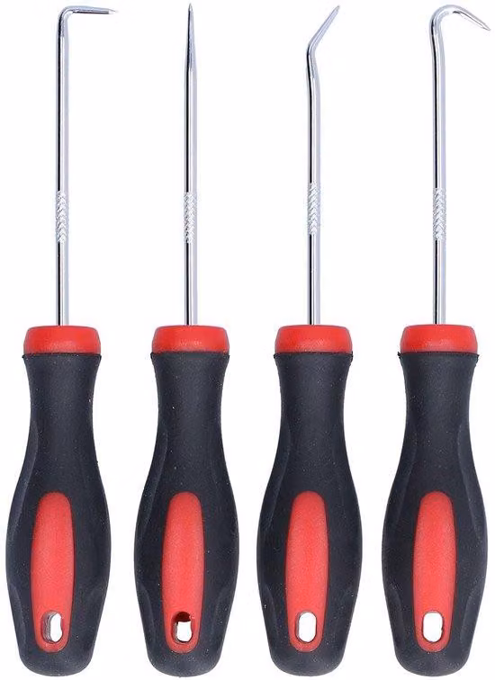 Set di ganci in acciaio cromo-vanadio - 4 pezzi - Ganci a 45°/90° - Punta per foratura - Antiruggine - Resistenti/Rinforzati