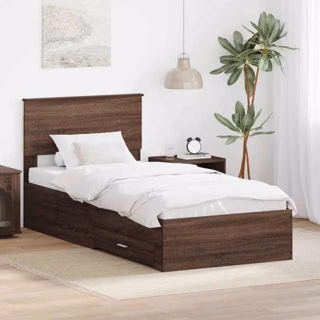 Struttura del letto-Giroletto Rovere Marrone e Argento 75 x 190 cm 984188