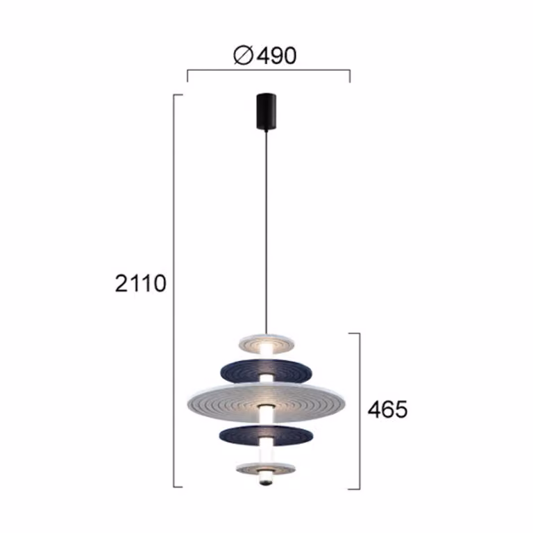 Viokef lampada LED a sospensione Azul, altezza 46 cm, blu/grigio/nero, feltro Azul, Alluminio / Grigio / Zincato, Soggiorno / Sala da pranzo, Plastica