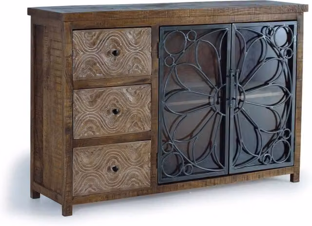 Credenza in legno di mango e metallo di Giner Y Colomer, colore marrone, stile rustico con decorazione astratta opaca