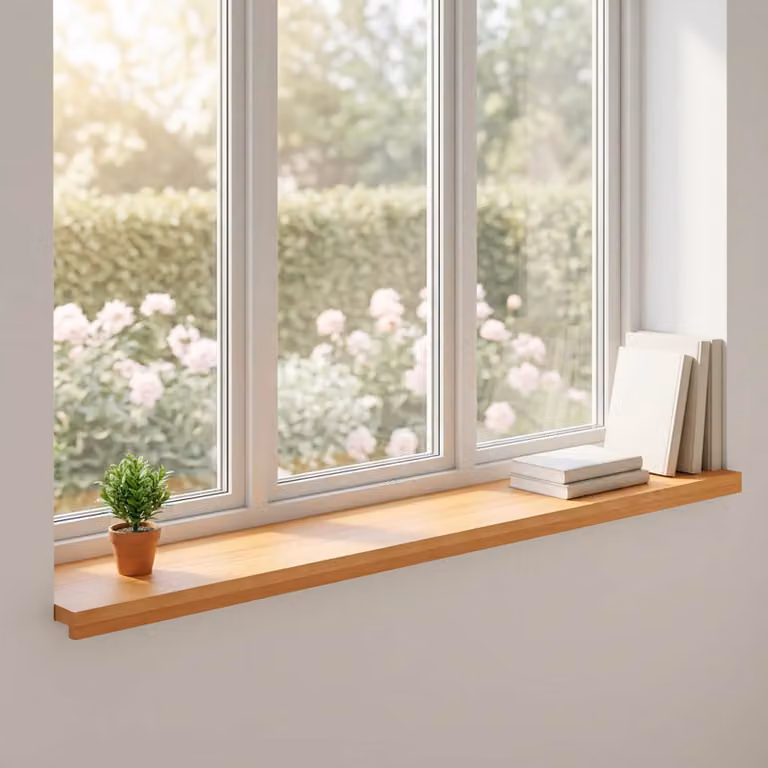 Set di 2 soglie per finestre vidaXL in legno di faggio, colore marrone, L 160 x P 40 x H 2 cm