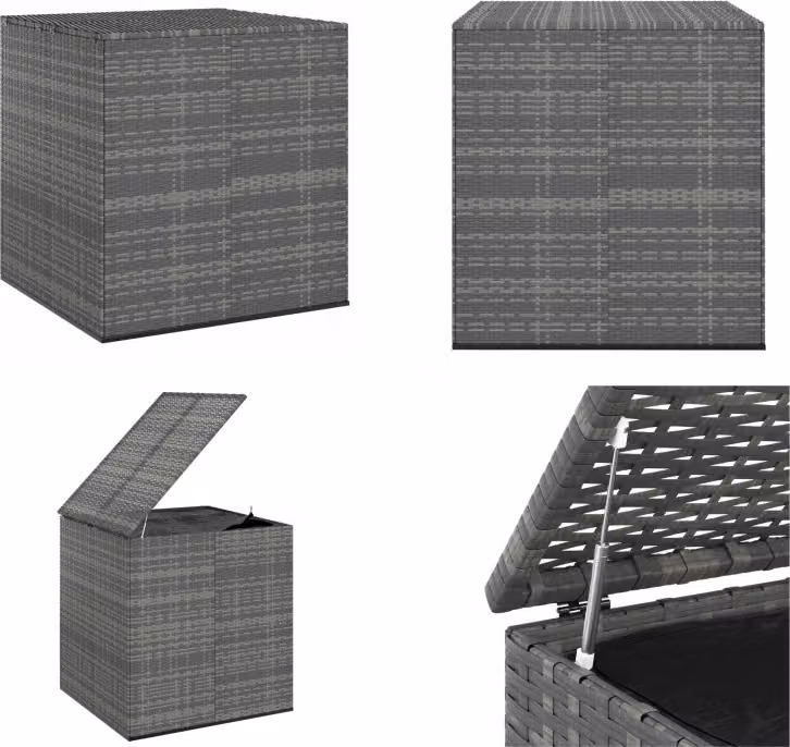 vidaXL Scatola per cuscini da giardino in PE Rattan 100x97,5x104 cm Grigio - Scatola per cuscini - Scatola per cuscini in PE Rattan - Scatola di stoccaggio