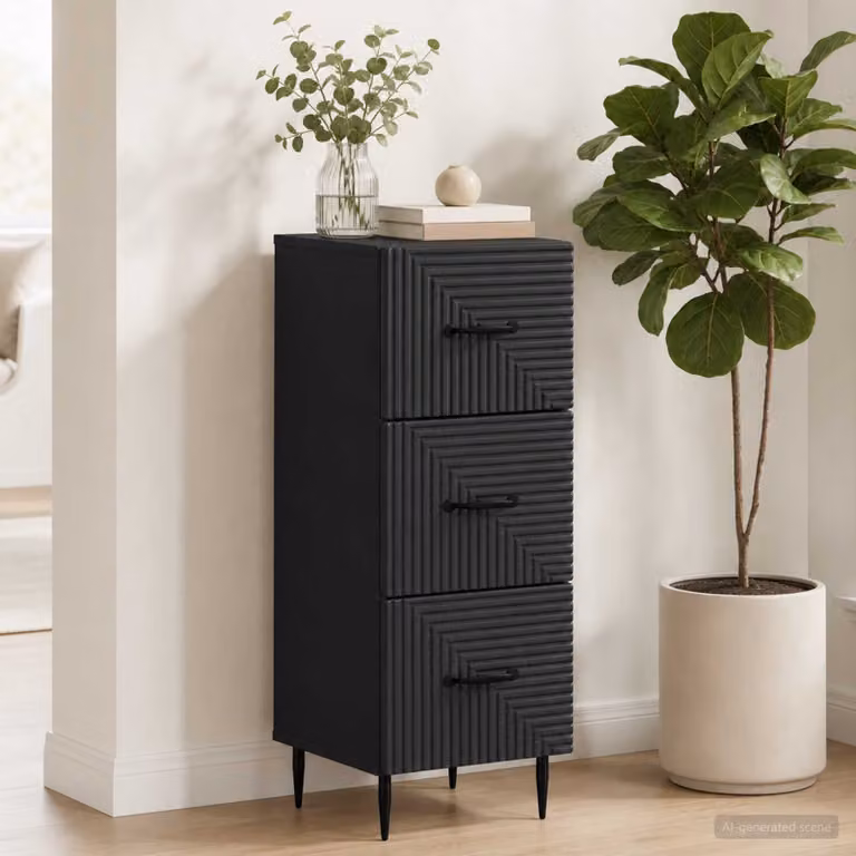 Carrello mobile con cassetti vidaXL nero con ruote per ufficio e soggiorno L/P/H: 33 x 34,5 x 89,5 cm